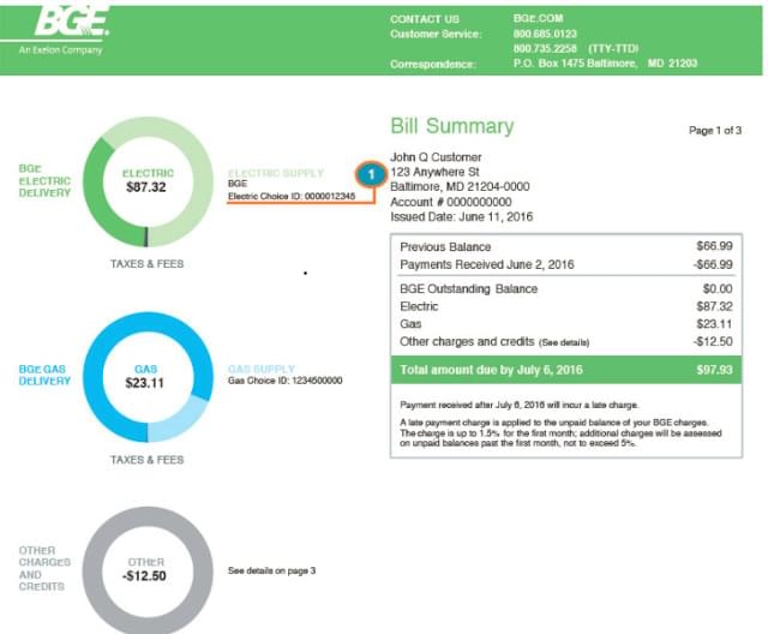 Sample bill