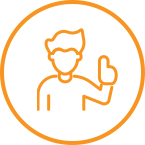 An icon showing a person holding their hand up.