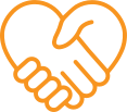 Two hands clasping in a heart shape