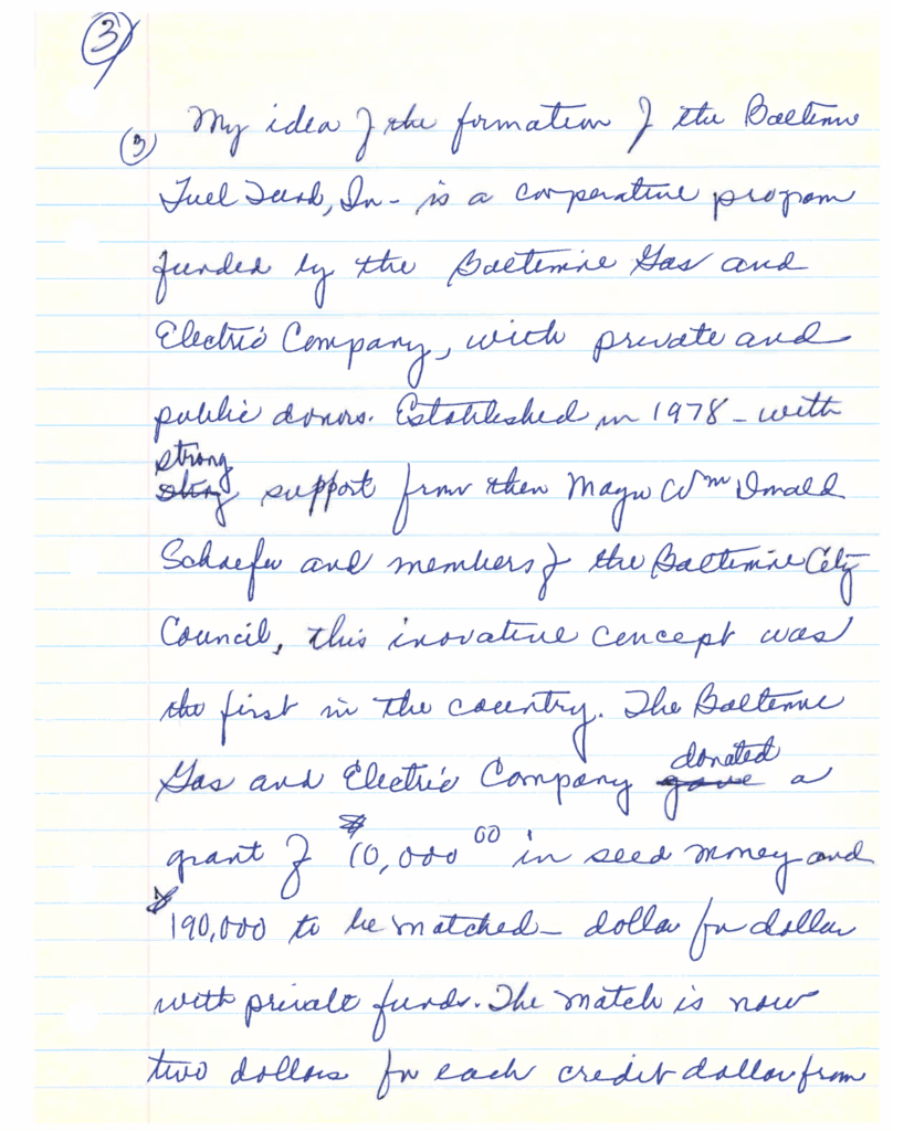 Handwritten notes from Victorine Adams